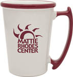 32375-14 oz White Kona Mug w/Maroon Trim 