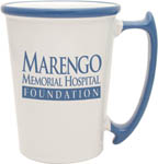 32380-14 oz White Mug w/Ocean Blue Trim Kona Mug